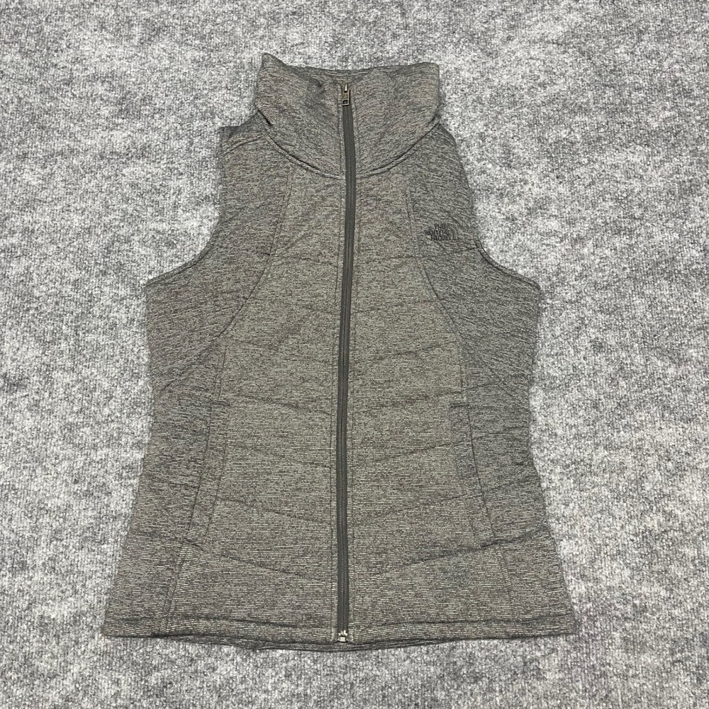 The North Face Vest Women Small Gray Heather Space Dye Pseudio Quilted Insulated